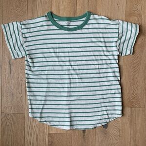 Madewell Green and White Striped Tee